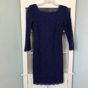 NWOT Adriana Papell Blue Lace bodycon dress size 4